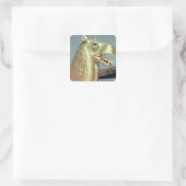 Funerary bedhead in de vorm van de godin vierkante sticker (Tas)