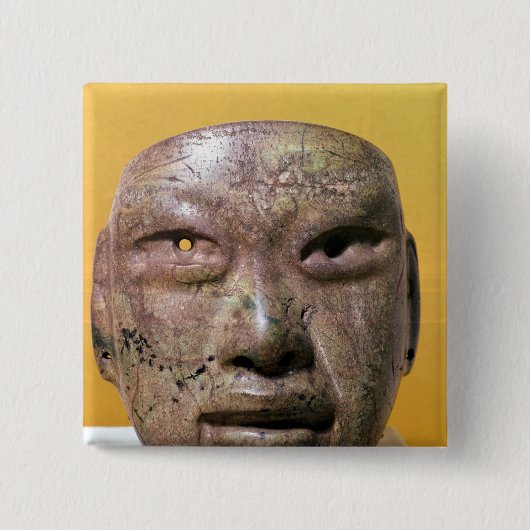 Funerary mask, Olmec, uit Mexico Vierkante Button 5,1 Cm (Voorkant)