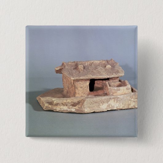 Funerary model boerderij, uit Thanh Hoa Vierkante Button 5,1 Cm (Voorkant)