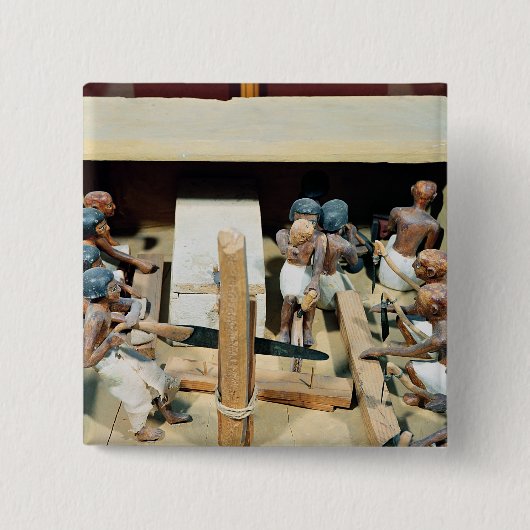 Funerary model of a carpentry workshop vierkante button 5,1 cm (Voorkant)