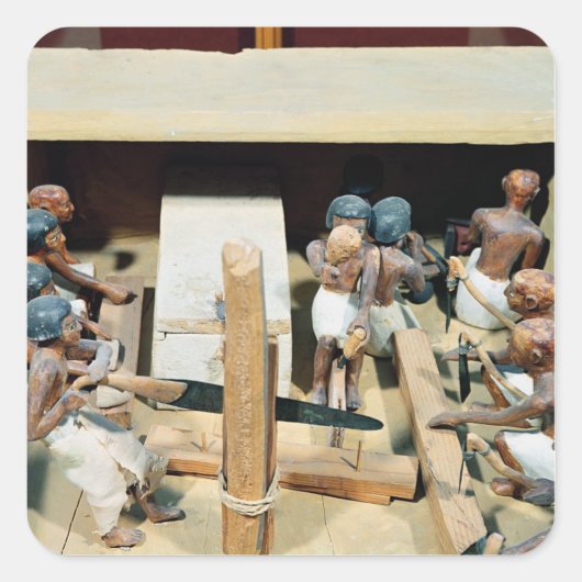 Funerary model of a carpentry workshop vierkante sticker (Voorkant)