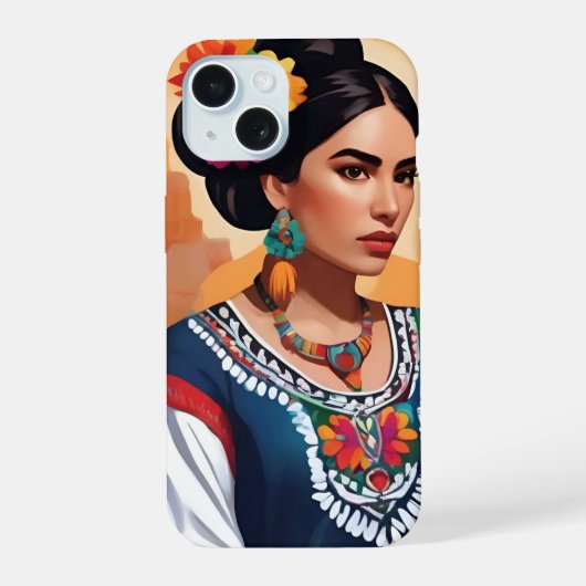 Funfa para iPhone 15 motivo mujer mexicana Case (Achterkant)