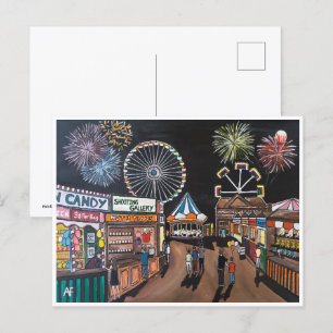 Funfair at Night Painting beroemd gemaakt door Alf Briefkaart