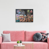 Funfair at Night Painting beroemd gemaakt door Alf Canvas Afdruk (Insitu (Woonkamer))