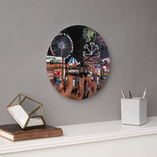 Funfair at Night Painting by Alfred Fox Grote Klok (Kantoor)