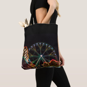 Funfair Ferris Wheel bij nacht Tote Bag