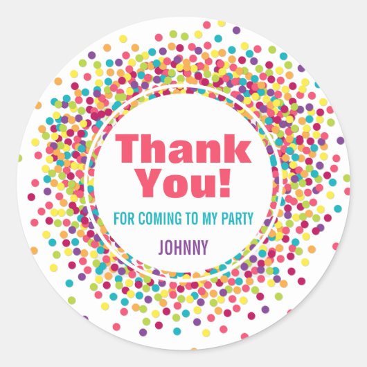 Funfetti Dank je wel Ronde Sticker (Voorkant)