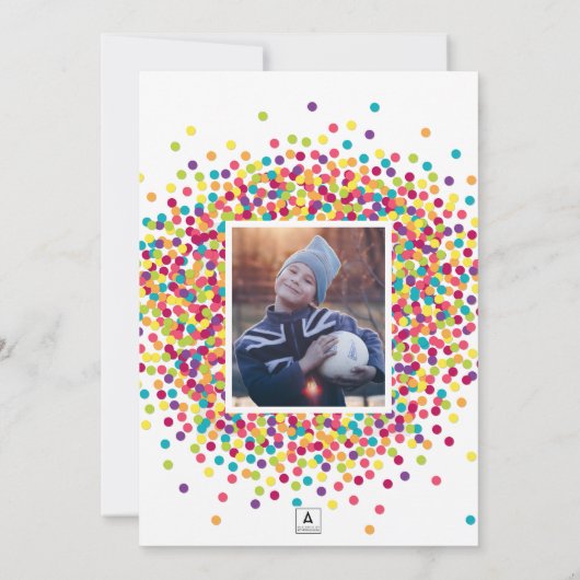 Funfetti foto verjaardagsfeestje uitnodiging (Achterkant)