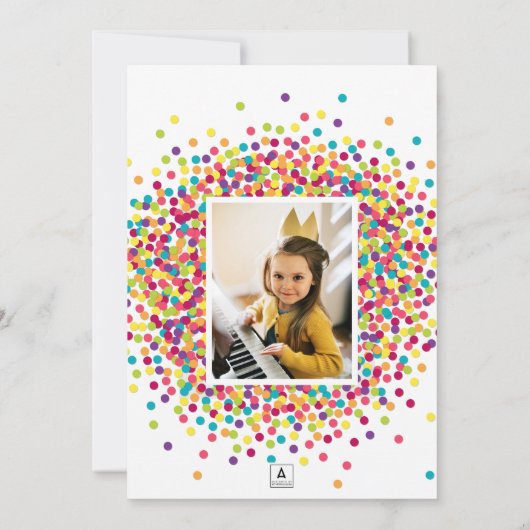 Funfetti foto verjaardagsfeestje uitnodiging (Achterkant)