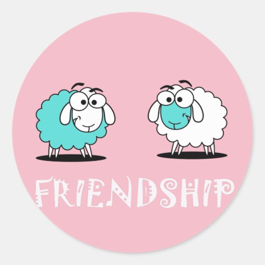 Funge Hippe Twee Schapen Vriendschap Sticker (Voorkant)