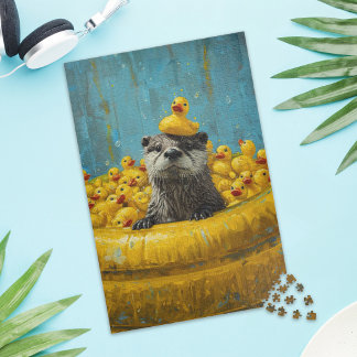 Funge Otter Rubber Eend Zwembad Legpuzzel