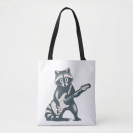 Funge wasbeer die elektrische gitaar speelt tote bag