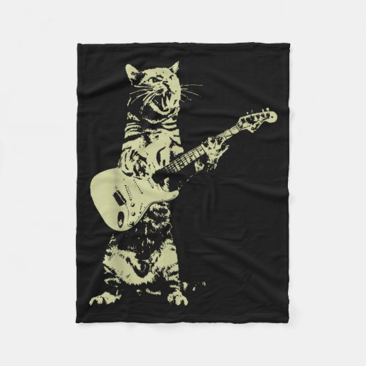Fungele kat gitaar Rock and Roll Fleece Deken (Voorkant)