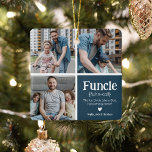 Fungerend 3Photo Collage Definition Cute Kerstmis Keramisch Ornament<br><div class="desc">Cute Funcle Kerstversiering. Perfecte cadeaus voor een FUN UNCLE! Upload eenvoudig 3 van uw favoriete afbeeldingen,  pas de definitie aan en personaliseer door naam/s toe te voegen.</div>