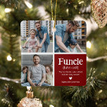 Fungerend 3Photo Collage Definition Cute Kerstmis Keramisch Ornament<br><div class="desc">Cute Funcle Kerstversiering. Perfecte cadeaus voor een FUN UNCLE! Upload eenvoudig 3 van uw favoriete afbeeldingen,  pas de definitie aan en personaliseer door naam/s toe te voegen.</div>