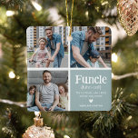 Fungerend 3Photo Collage Definition Cute Kerstmis Keramisch Ornament<br><div class="desc">Cute Funcle Kerstversiering. Perfecte cadeaus voor een FUN UNCLE! Upload eenvoudig 3 van uw favoriete afbeeldingen,  pas de definitie aan en personaliseer door naam/s toe te voegen.</div>
