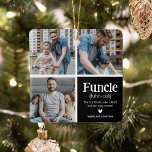 Fungerend 3Photo Collage Definition Cute Kerstmis Keramisch Ornament<br><div class="desc">Cute Funcle Kerstversiering. Perfecte cadeaus voor een FUN UNCLE! Upload eenvoudig 3 van uw favoriete afbeeldingen,  pas de definitie aan en personaliseer door naam/s toe te voegen.</div>