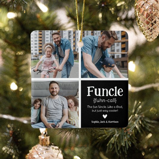 Fungerend 3Photo Collage Definition Cute Kerstmis Keramisch Ornament