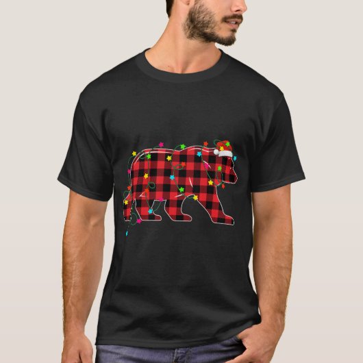Fungerend Beer kerstboom Rood geplaveid graasdiere T-shirt (Voorkant)