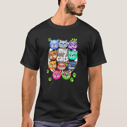 Fungerend katteontwerp Mijn katten T-shirt (Voorkant)