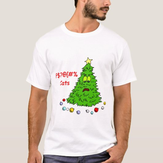 Fungerend kerstboom Slechte katten T-shirt (Voorkant)