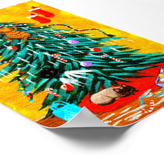 Fungerend kerstboomkatten poster (Hoek)
