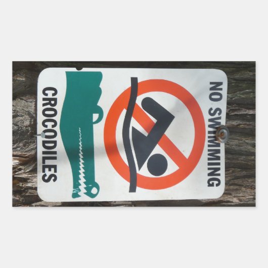 Fungerend NO SWIMMING Warning Sign Rechthoekige Sticker (Voorkant)
