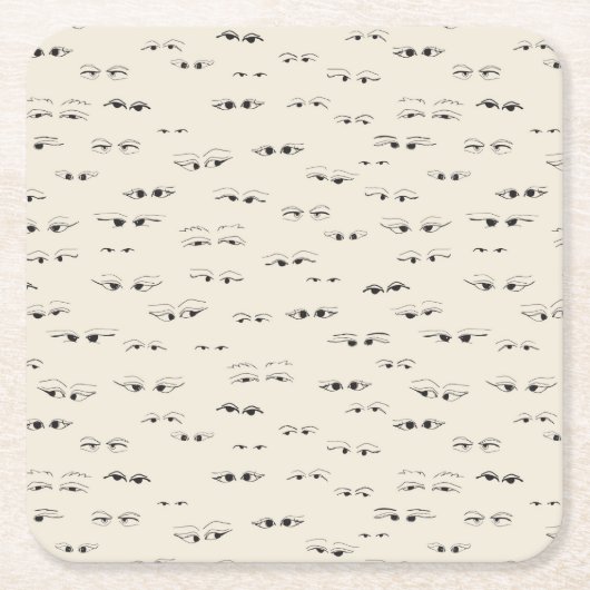 Fungerend ooginkttekening fijn kunstpatroon kartonnen onderzetters (Voorkant)