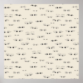 Fungerend ooginkttekening fijn kunstpatroon poster