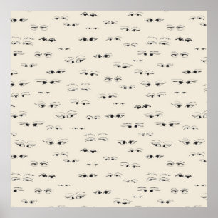 Fungerend ooginkttekening fijn kunstpatroon poster