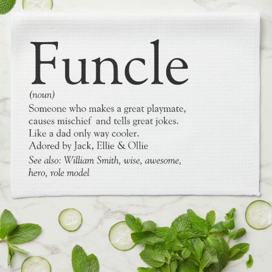 Fungerend, oom Definition Black en White Theedoek (Gevouwen)