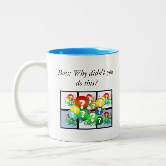 Fungerend overleg tussen baas en mok van koffie (Links)