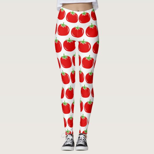 Fungerend rood tomatenpatroon, aangepaste leggings (Voorkant)