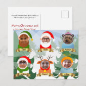 Fungerend Uw familie als kerstpersonages Foto Feestdagenkaart (Voorkant / Achterkant)
