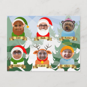 Fungerend Uw familie als kerstpersonages Foto Feestdagenkaart