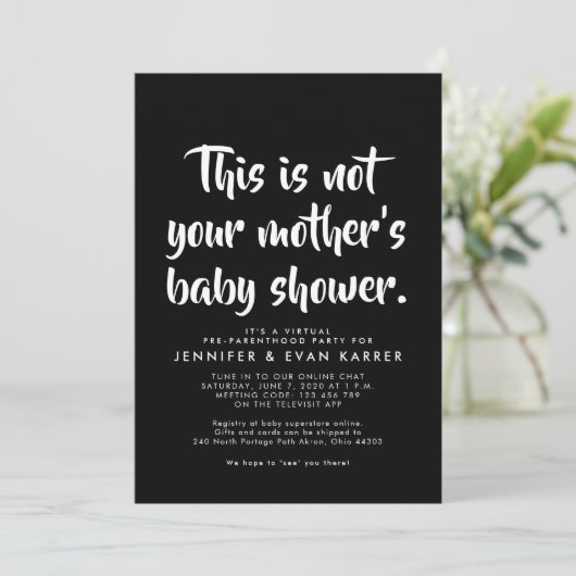 Fungerend virtueel baby shower-uitnodiging (Staand voorkant)