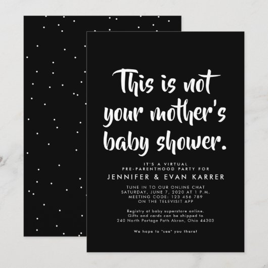 Fungerend virtueel baby shower-uitnodiging (Voorkant / Achterkant)