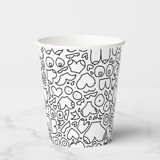 Fungerend volwassen borstpatroon papieren bekers (Achterkant)