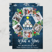 Fungerend wat een jaar kerstboom 6-FOTO Feestdagenkaart (Voorkant / Achterkant)