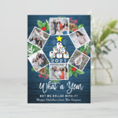 Fungerend wat een jaar kerstboom 6-FOTO Feestdagenkaart (Staand voorkant)