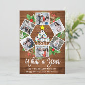 Fungerend wat een jaar kerstboom 6-FOTO Feestdagenkaart (Staand voorkant)