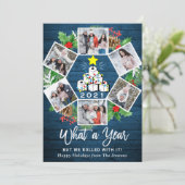 Fungerend wat een jaar kerstboom 6-FOTO Feestdagenkaart (Staand voorkant)