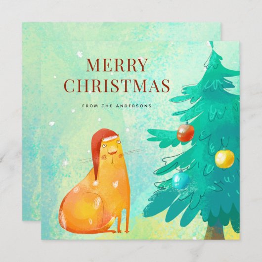 Fungerend Waterverf kerstkaarten Feestdagenkaart (Voorkant / Achterkant)