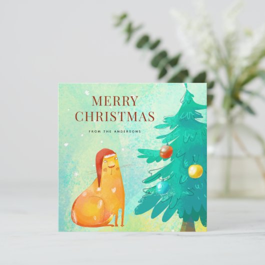 Fungerend Waterverf kerstkaarten Feestdagenkaart (Staand voorkant)