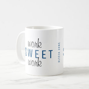 Fungerend werk van thuiswerk, zoete werktypografie koffiemok