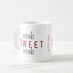 Fungerend werk van thuiswerk, zoete werktypografie koffiemok
