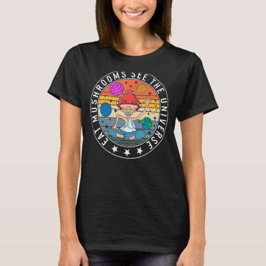 Fungi Eat Mushrooms zie de Universum Fungus Botani T-shirt (Voorkant)