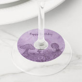 Fungi Meadow Verjaardagspapier Wijnglas Labels (Dichtbij)