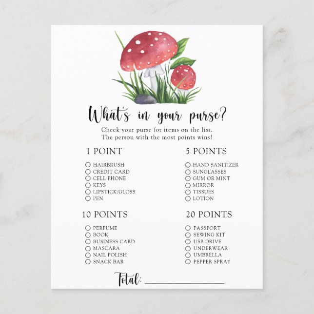 Fungi Whats in je tas baby shower spel (Voorkant)