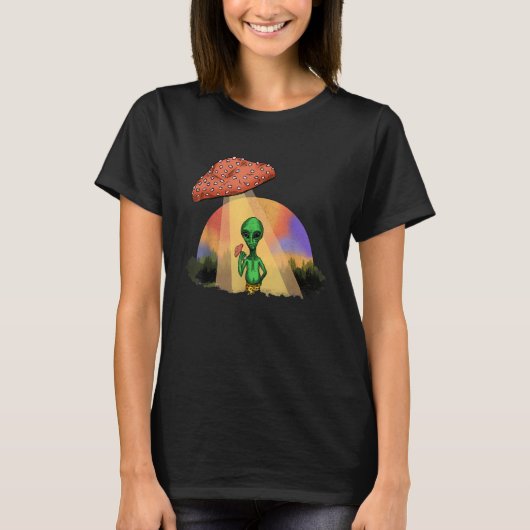 Fungus Magic Psilocybin Mushrooms Alien UFO T-shirt (Voorkant)
